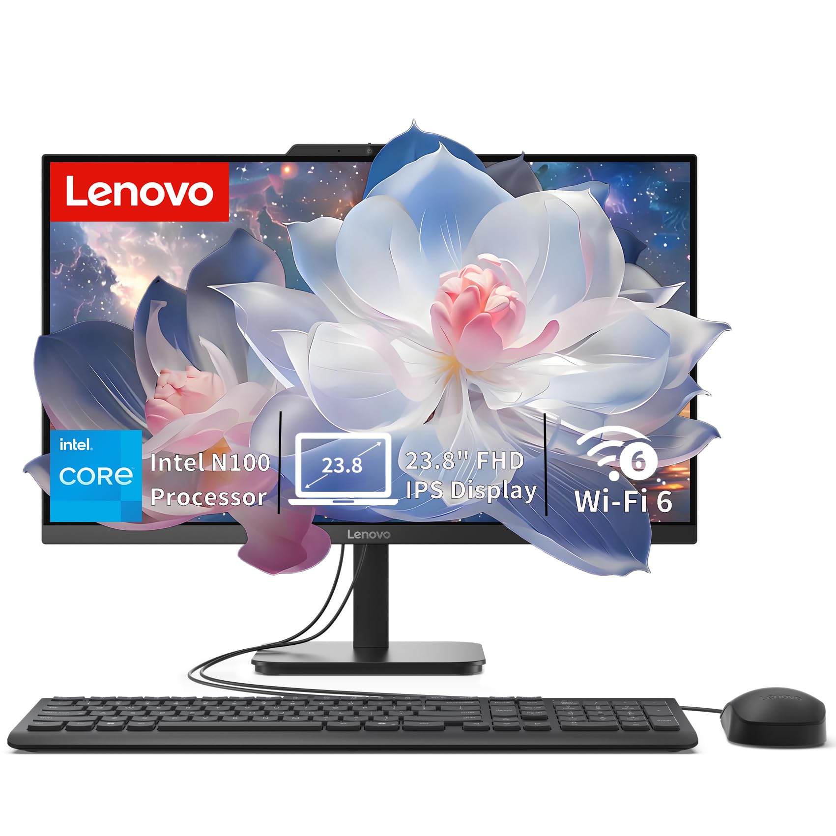 Lenovo IdeaCentre All-in-One Desktop Computer, 24" FHD Anti-Glare IPS Display, 16GB RAM, 512GB SSD, Intel 4-Core Processor, Wi-Fi 6, Bluetooth 5.2, Windows 11 Home, Everyday Use AIO