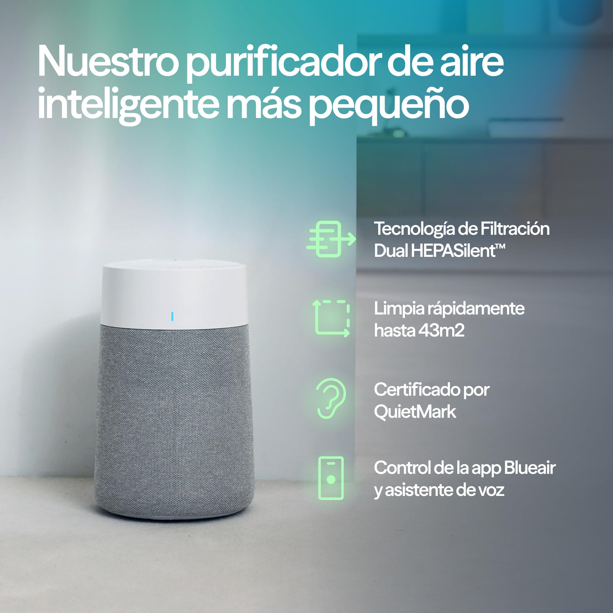 BLUEAIR Purificador de aire 43 m², inteligente y silencioso, HEPASilent, ideal para hogar, dormitorio, niños, polvo, alérgenos, humo, moho, pelo de mascotas - Blue Pure 511i Max