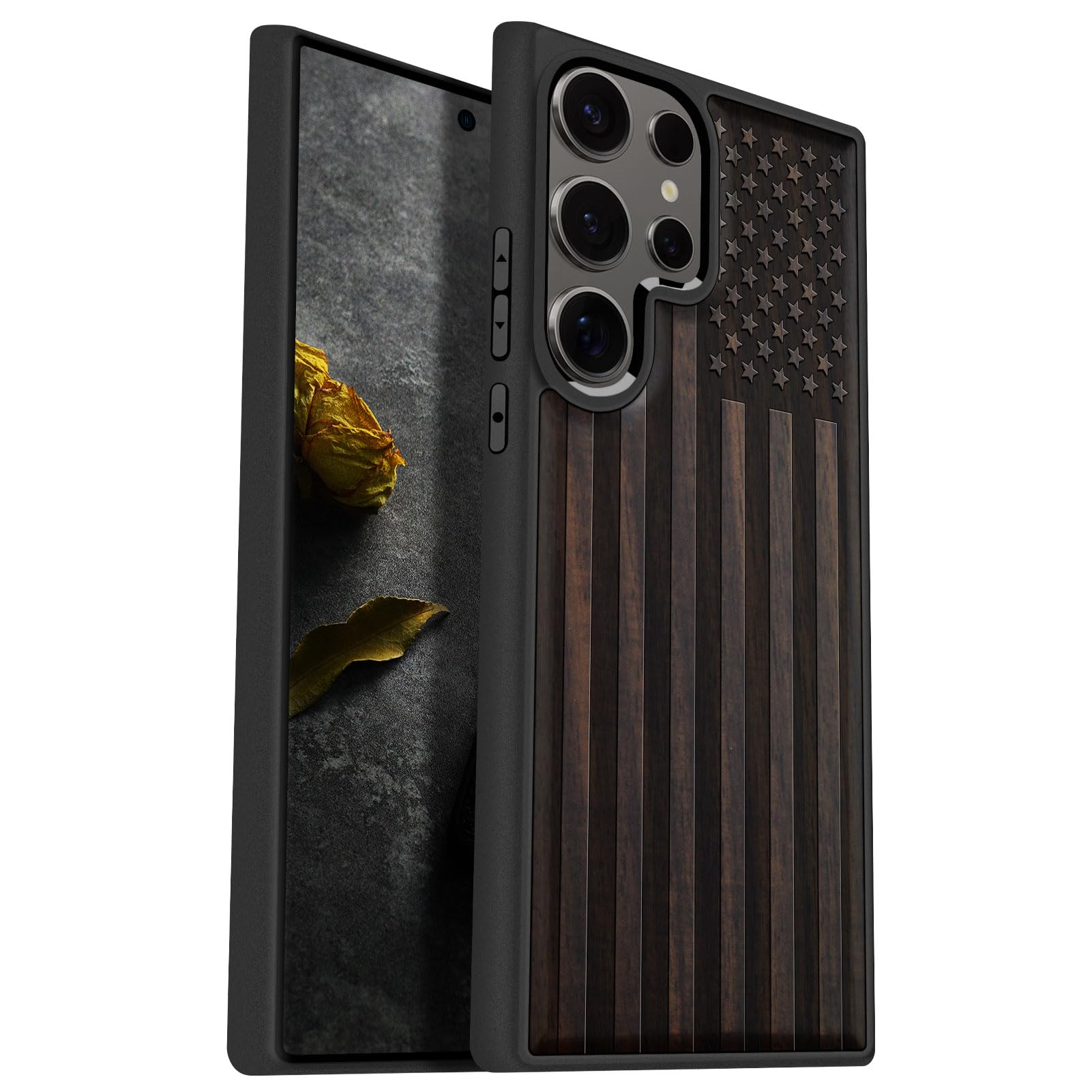 Carveit Wood Case for Galaxy S25 Ultra Case 2025 [Natural Wood & Black Soft TPU] Shockproof Protective Cover Unique Wooden Design Compatible with