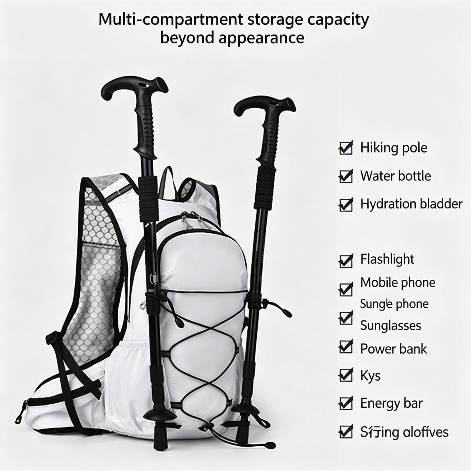 Borsa da trekking multiuso in nylon e poliestere per uomo e donna, impermeabile, con scomparti multipli