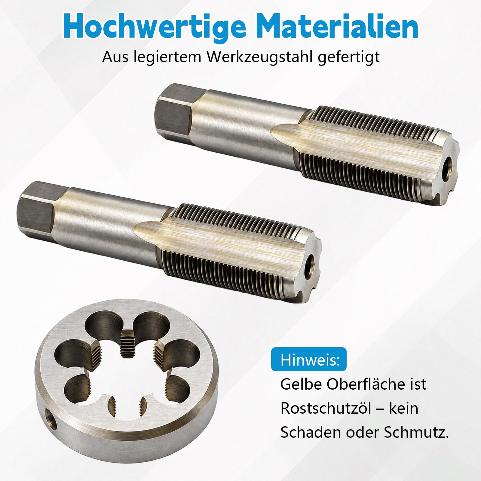 Set di maschi filettati, 3 pezzi, in acciaio legato per utensili, metrico, m30 x 1,5, a destra, per filettare in materiali metallici