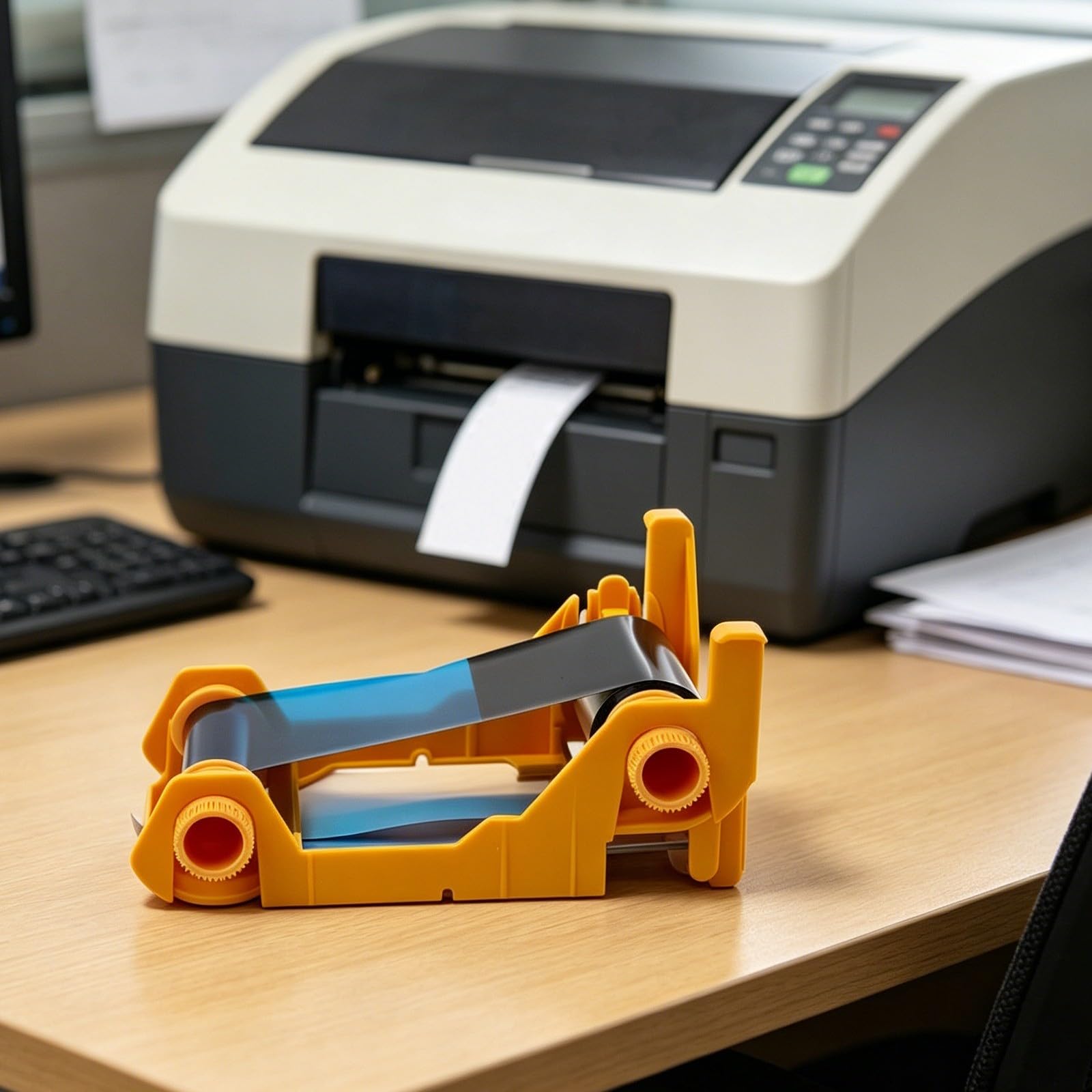 YMCKO Nastro a inchiostro 800011-140 per Zebra ZXP Serie 1, a colori completi con pellicola protettiva, 100 stampe, tessere per dipendenti e studenti ad alta risoluzione