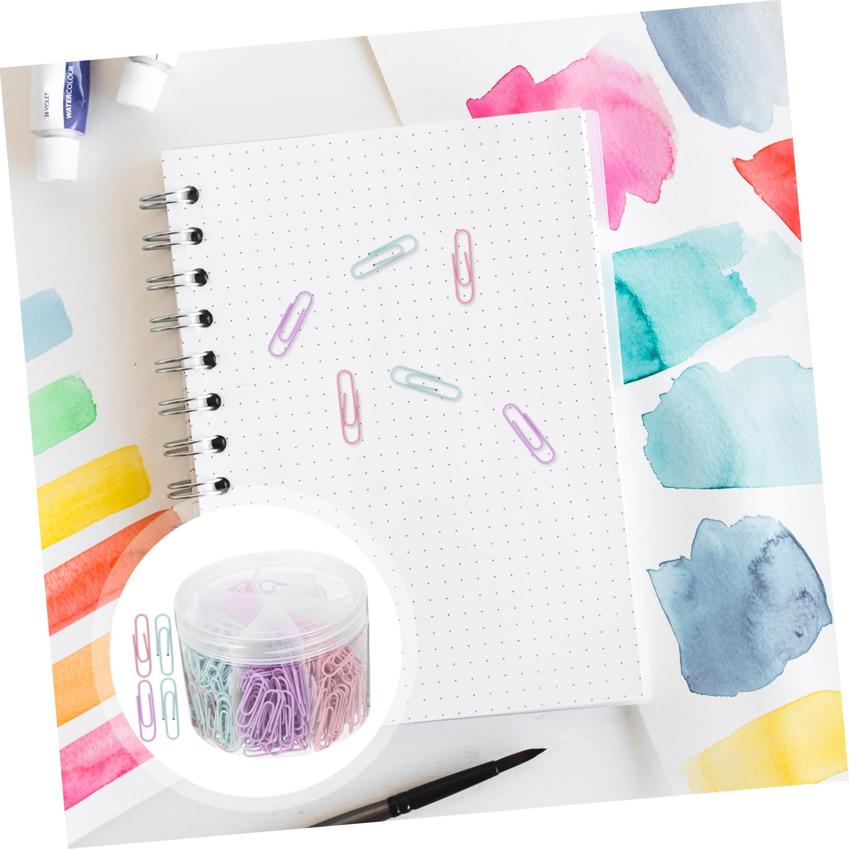 Operitacx 5 Set Graziose Graffette Clip Pinze Di Carta Porta Graffette Da Scrivania Ufficio Graffette Fermagli Di Carta Graffette Viola Grandi Graffette Mini Graffette Metallo 540 Pezzi * 5
