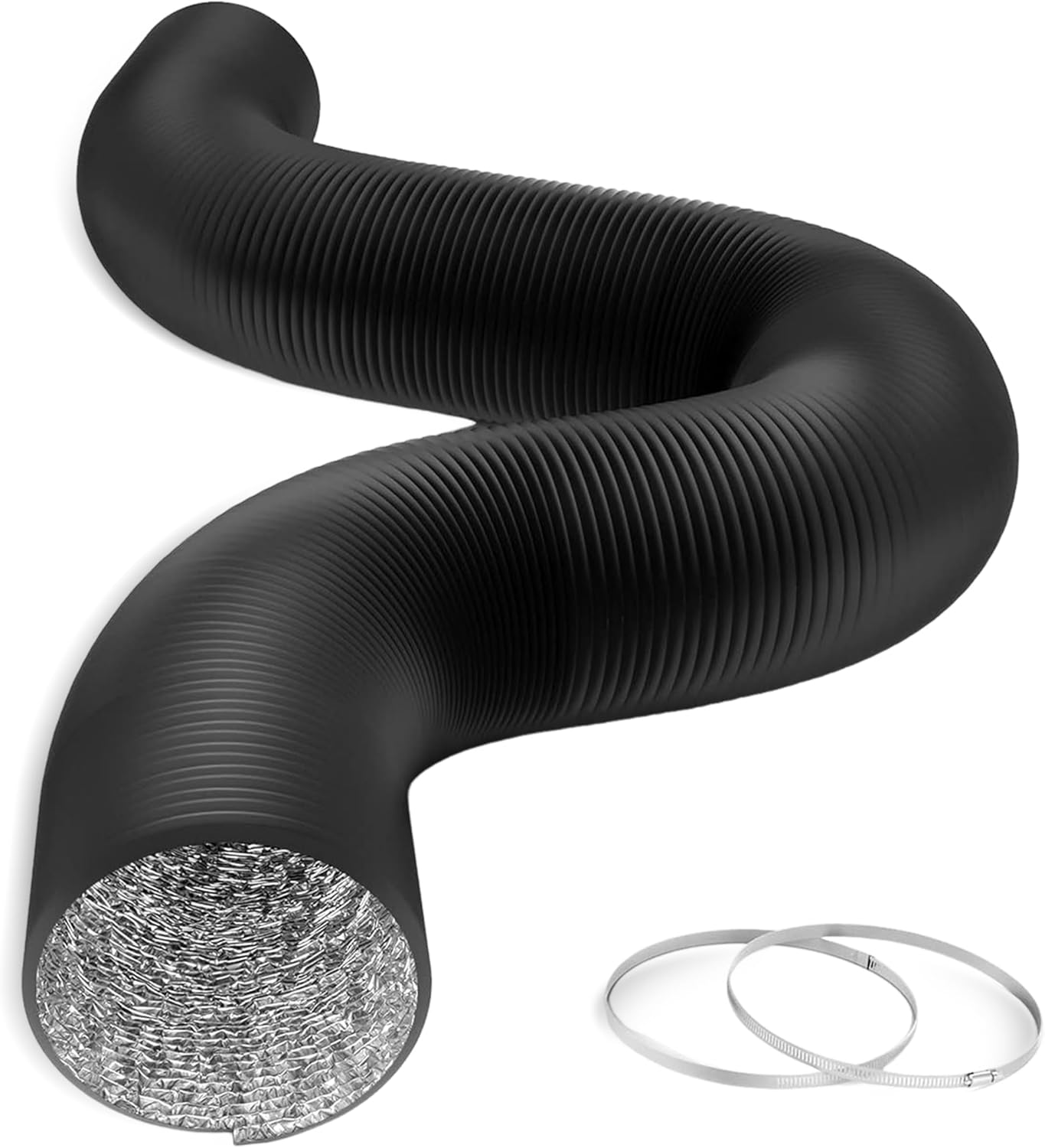 HealSmart 6″ 25 Ft Aluminum Ducting Flexible, Heavy-Duty Four-Layer Protection with 2 Duct Clamps, Dryer Vent Hose for Heating Cooling Ventilation and Exhaust Fan HealSmart 6″ 25 Ft Aluminum Ducting Flexible, Heavy-Duty Four-Layer Protection with 2 Duct Clamps, Dryer Vent Hose for Heating Cooling Ventilation and Exhaust Fan