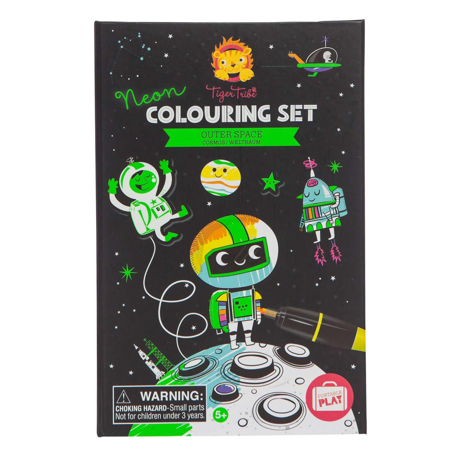 Tiger Tribe Neon Colouring Set Outer Space Baby & Toddler Toys Colouring Sets Jam -Packed with Activities and Magnetic Flap to Keep Contents Safely Stored Designed for Easy Portable Play, 5+ Years