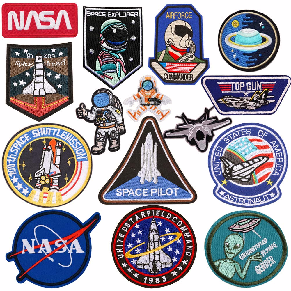 15Pcs NASA Patch Iron On Space Embroidered Patches for Backpacks Clothes Hat Jackets Jeans Sew on Appliques DIY Decorative Badge