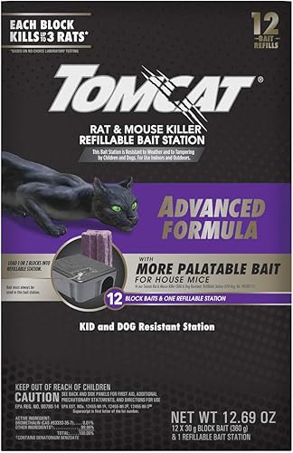 Tomcat Estación de cebo recargable para matar ratas y ratones fórmula avanzada resistente a niños y perros uso en interiores y exteriores Tomcat Estación de cebo recargable para matar ratas y ratones fórmula avanzada resistente a niños y perros uso en interiores y exteriores