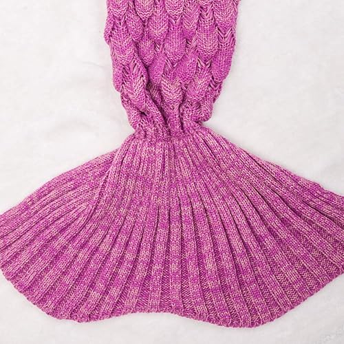 Miniatura 9 de AmyHomie Manta de cola de sirena, manta de sirena de ganchillo a mano para adultos y niños, mantas para dormir para todas las estaciones (rosa) 2