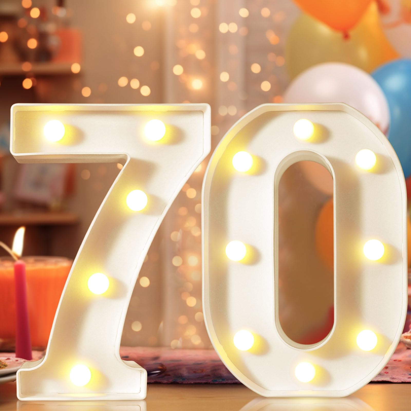 8.8" Decorative LED Light Up Numbers, Marquee Numbers Lights for 7th Birthday Decorations, Lighted Number Sign for Birthday Party Night Lights Wedding Anniversary Home Wall Decor, White Number 7 — view 7