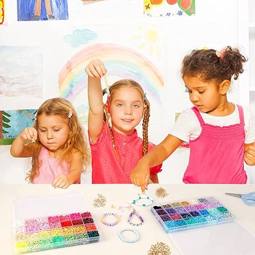 Miniatura 5 de 300 cuentas sueltas redondas planas de 0.236 pulgadas, espaciador de arcilla polimérica para joyería, fabricación de pulseras, color sólido, rojo