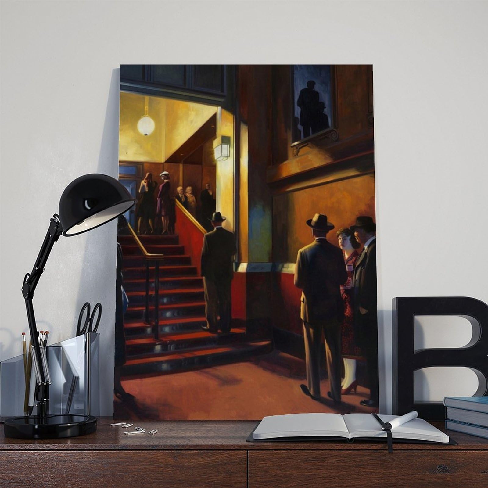 PHTHDB Poster su tela con scena del cinema di New York, omaggio a Edward Hopper, decorazione per la casa, idea regalo