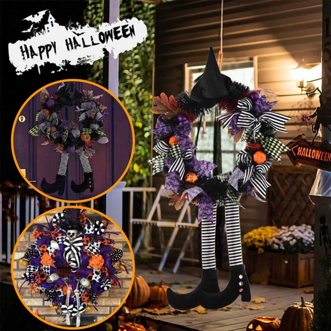 Amazon.co.jp: 玄関リース ハロウィン リース 飾り 魔女 花輪 秋の