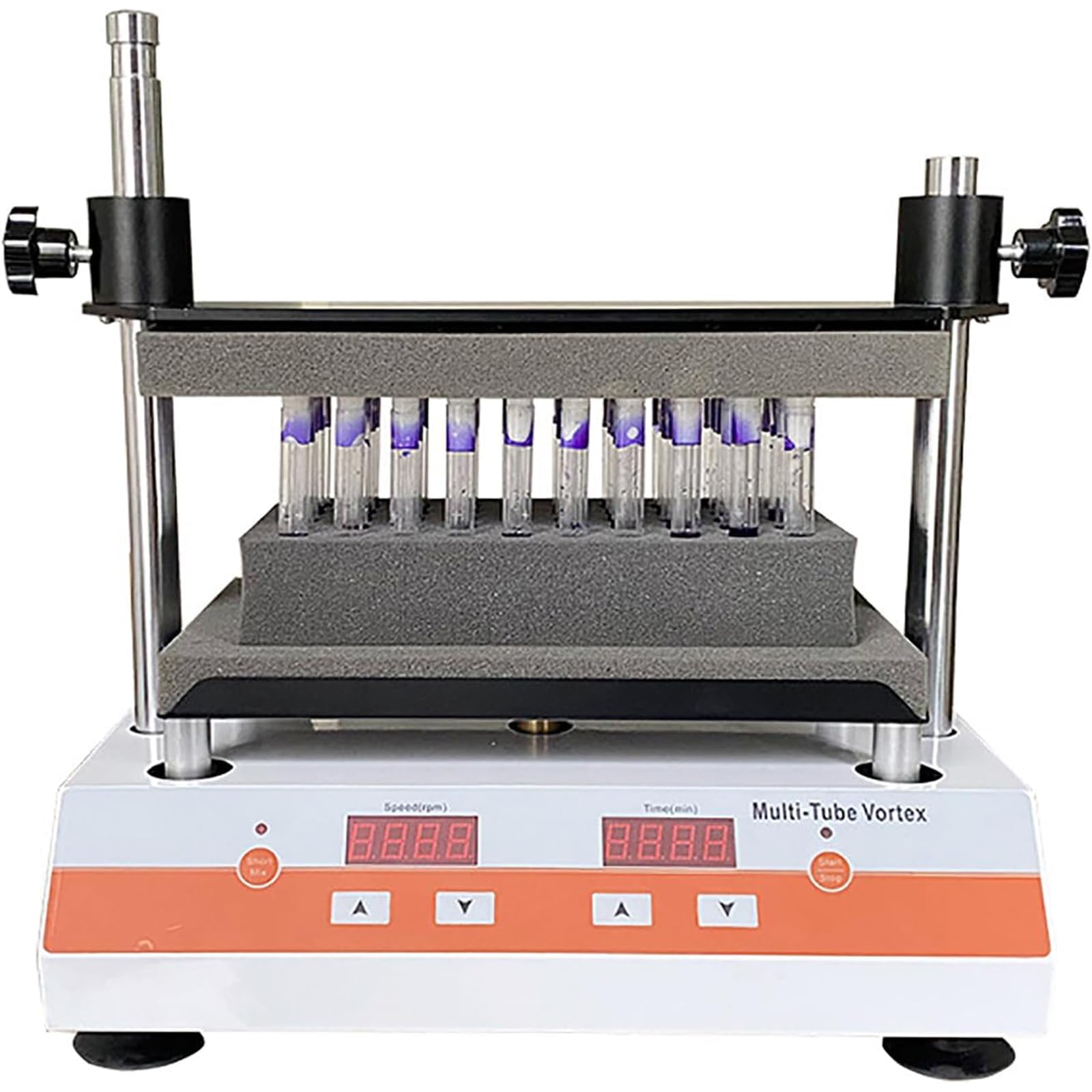 Miscelatore a vortice, miscelatore multi tubo da laboratorio, velocità regolabile 500-2500 giri/min, impostazione del tempo 1-9999min, display digitale LCD per ricerca scientifica e prodotti chimici