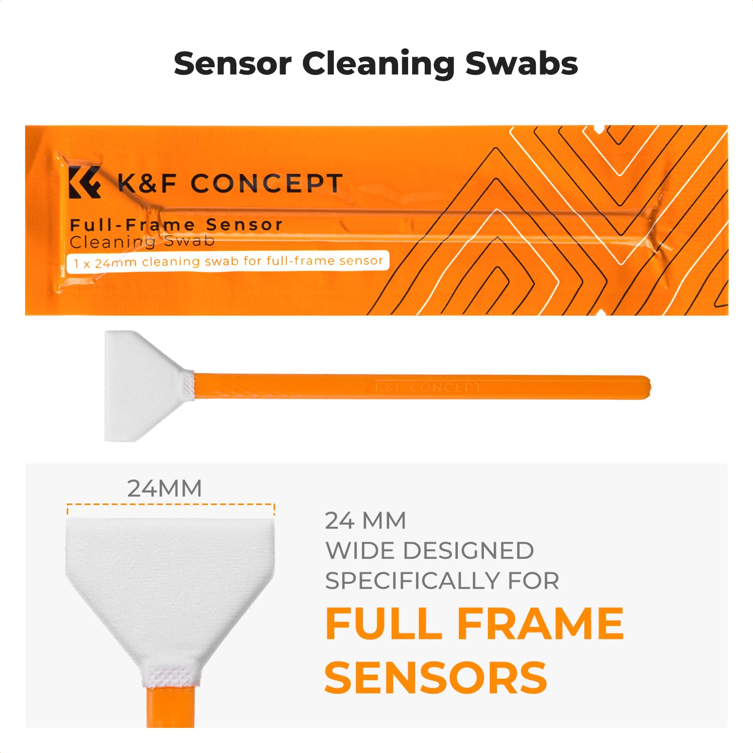 K&F CONCEPT 25 en 1 Kit de Nettoyage pour Appareil Photo avec Stylo, Soufflante, Chiffon Nettoyage, Liquide, 24MM Nettoyeur Capteur Plein Format, Brosse pour Objectif d'Appareil Photo DSLR, Téléphone