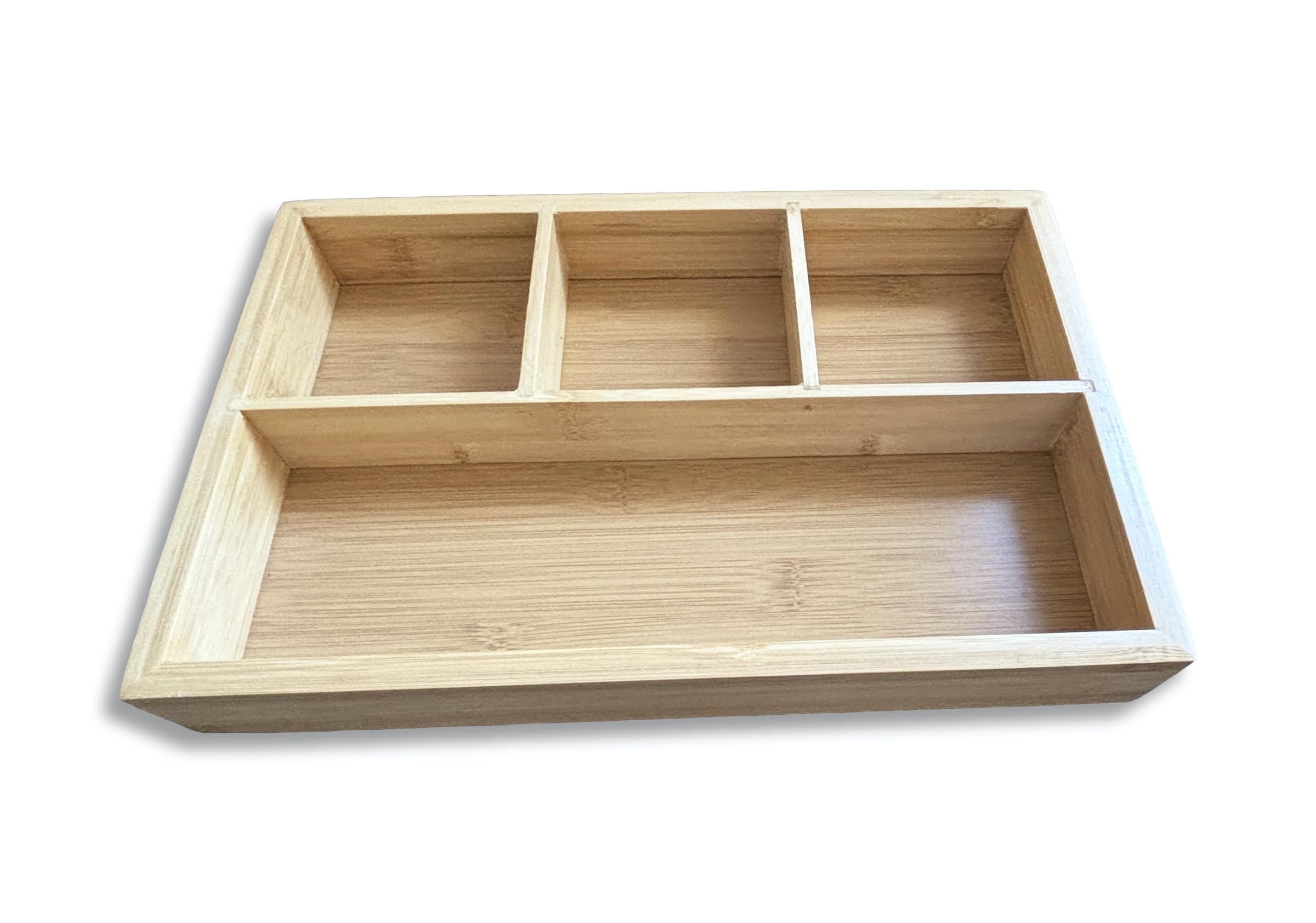 Ecowonder Light Brown Bamboo Wooden Drawer Organiser Divider – Space Saving Multifunctional Draw Dividers For Makeup, Office, Bedroom And Wooden Cutlery Tray Kitchen Drawer Organiser Tray