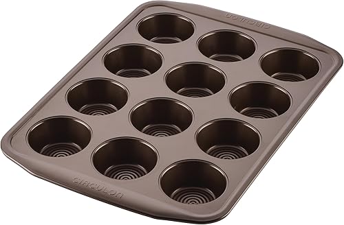 Circulon Moldes antiadherentes para panecillos de 12 tazas, marrón, acero