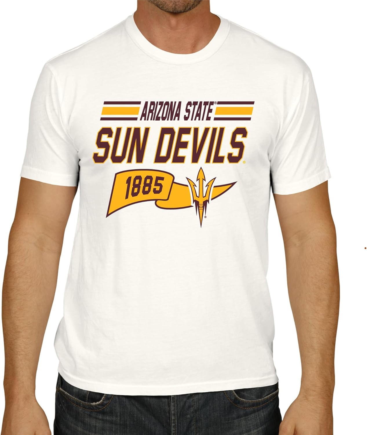 Campus Colors NCAA Adult Unisex Varsity Club Pennant T-Shirt Tag-Less, Ringspun Cotton Short Sleeve Shirts, Comfort