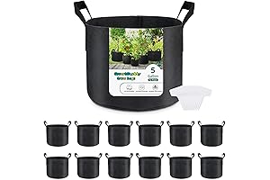 GreatBuddy 12-Pack Grow Bags for Vegetables in 5-Gallon Capacity, Enhanced with Sturdy...