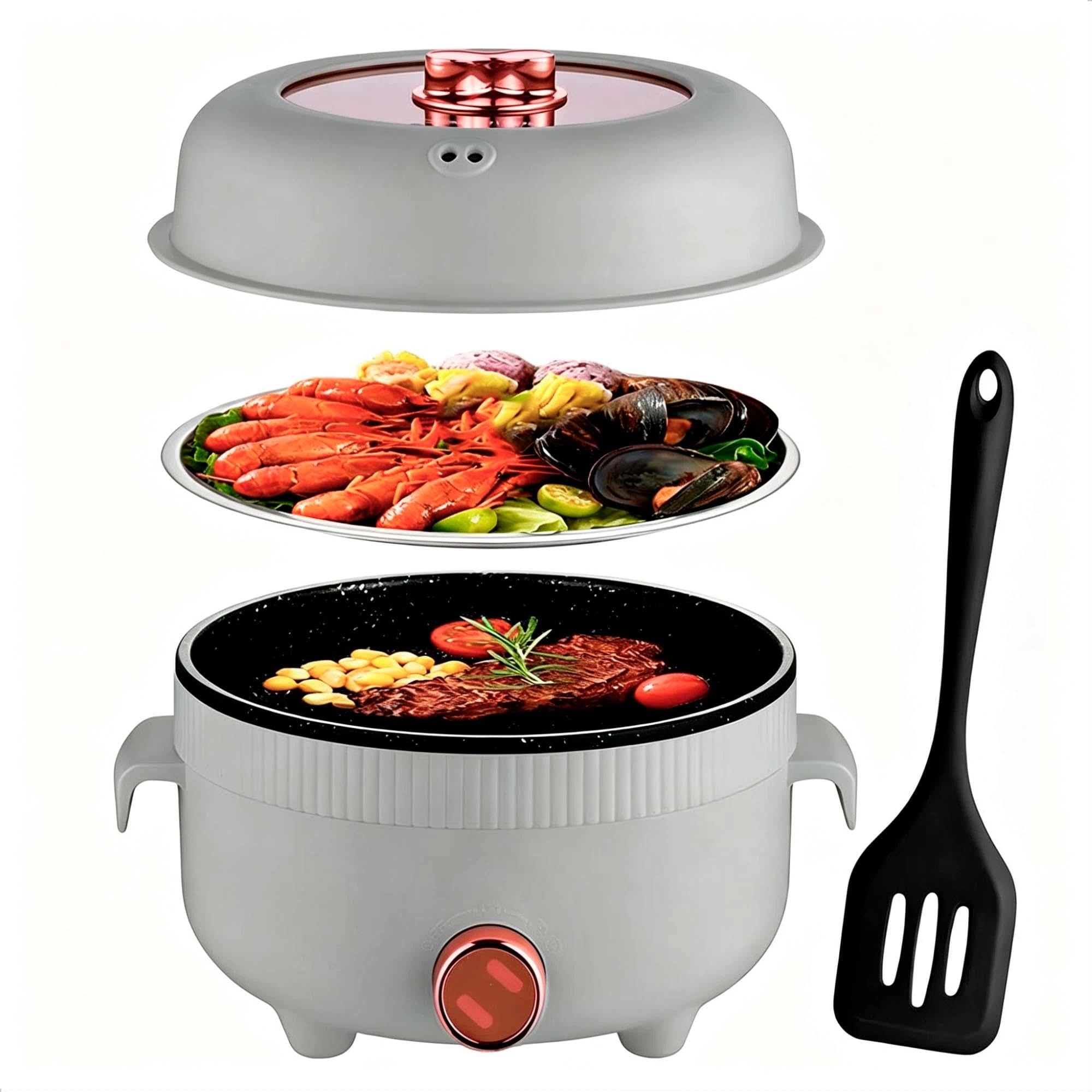 Elektrischer Hot Pot 2,2L mit Dampfgarer für Wohnheim, Wohnmobil & Camping