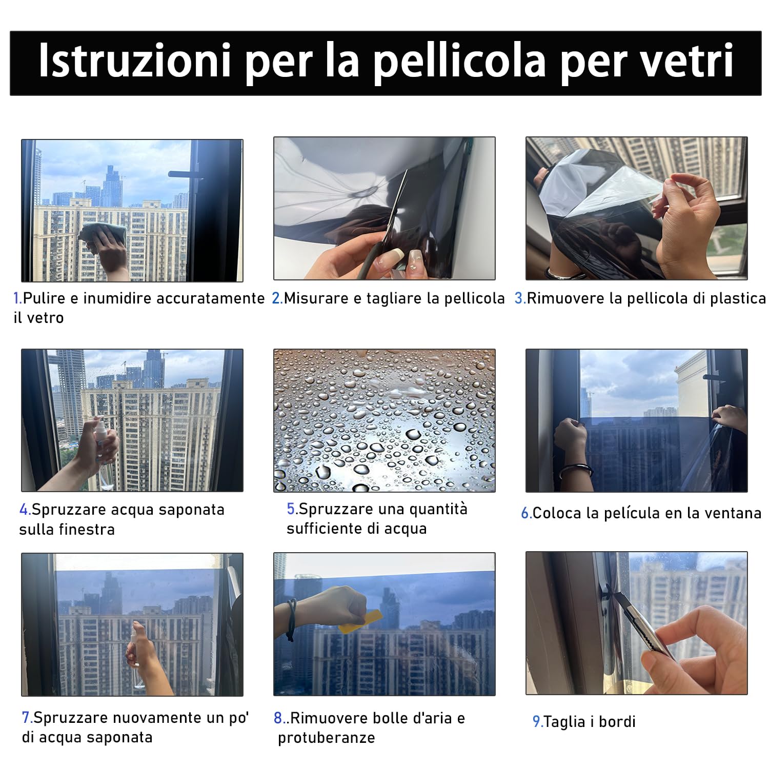 HKC Pellicola Specchio per Vetri Finestre, 44,5 x 400 cm Pellicola per Protezione Solare Autoadesiva, Pellicola Privacy Finestre Anti UV, Pellicola Termica per Finestra Adatto per Ufficio Casa