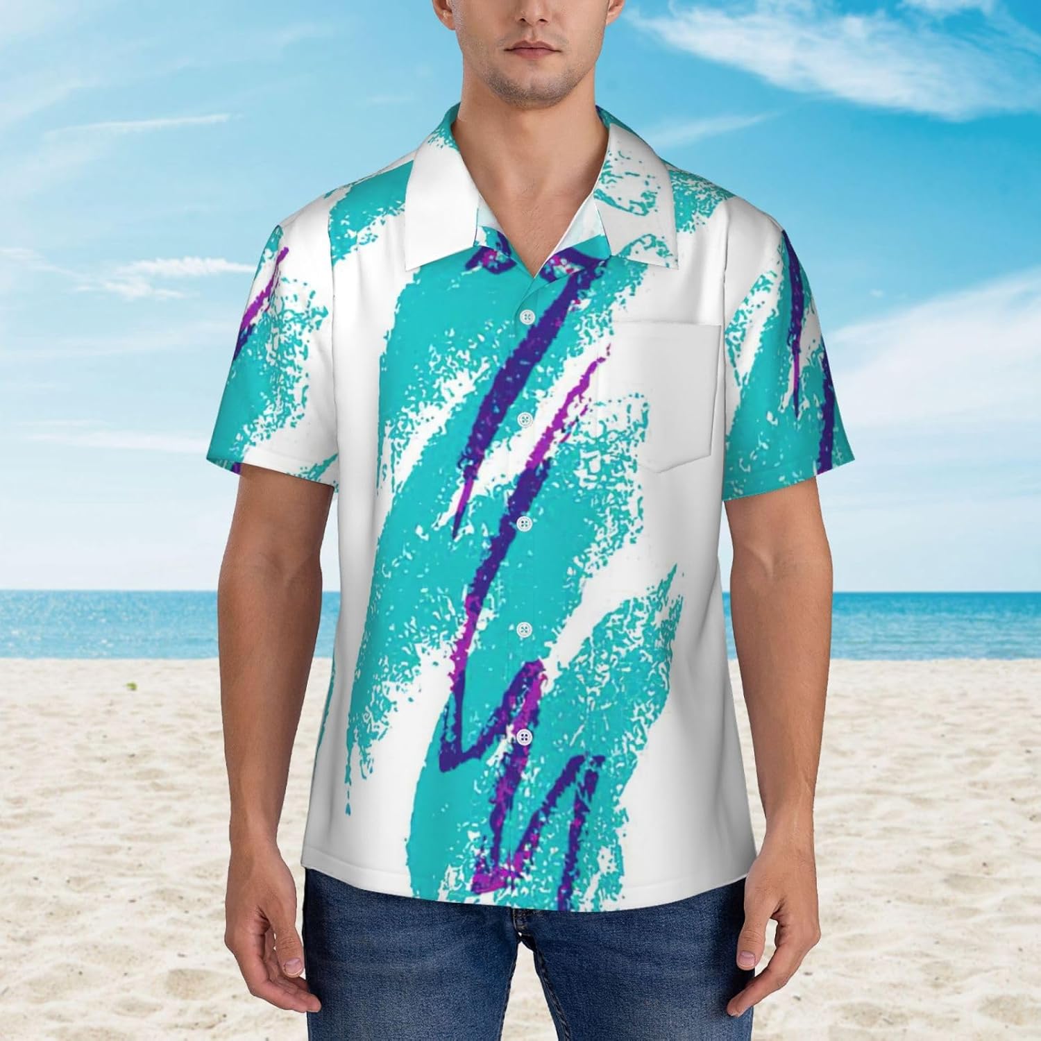 90'S Cup Design Men's Hawaiian Shirt Short Sleeves Button Down Summer Beach Casual Shirts - Image 2