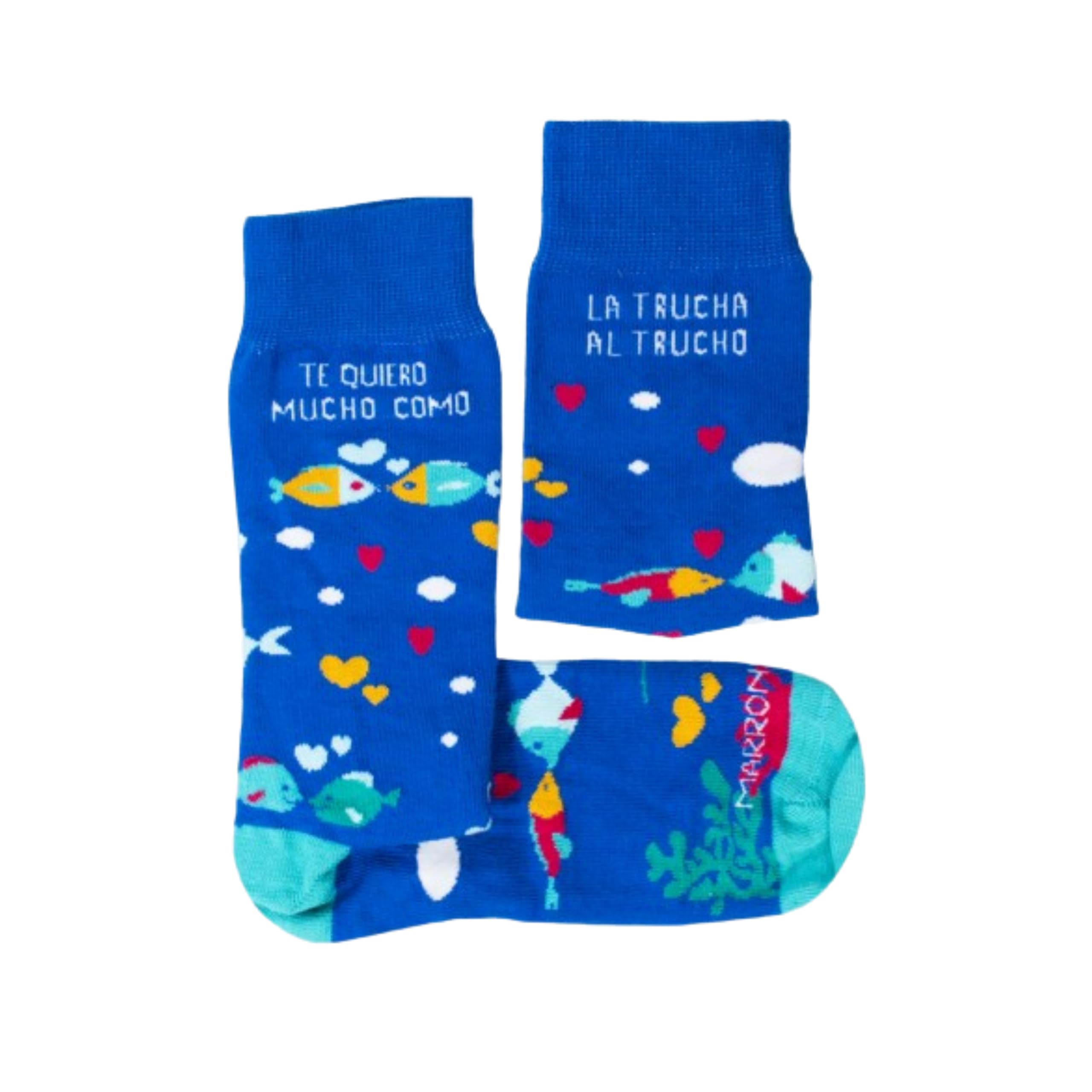 Socks ¨I love you like trout to trout - Made in Spain - Perfect for Gifts - Fun - 80% cotton - Unisex - Sock size (41-45)