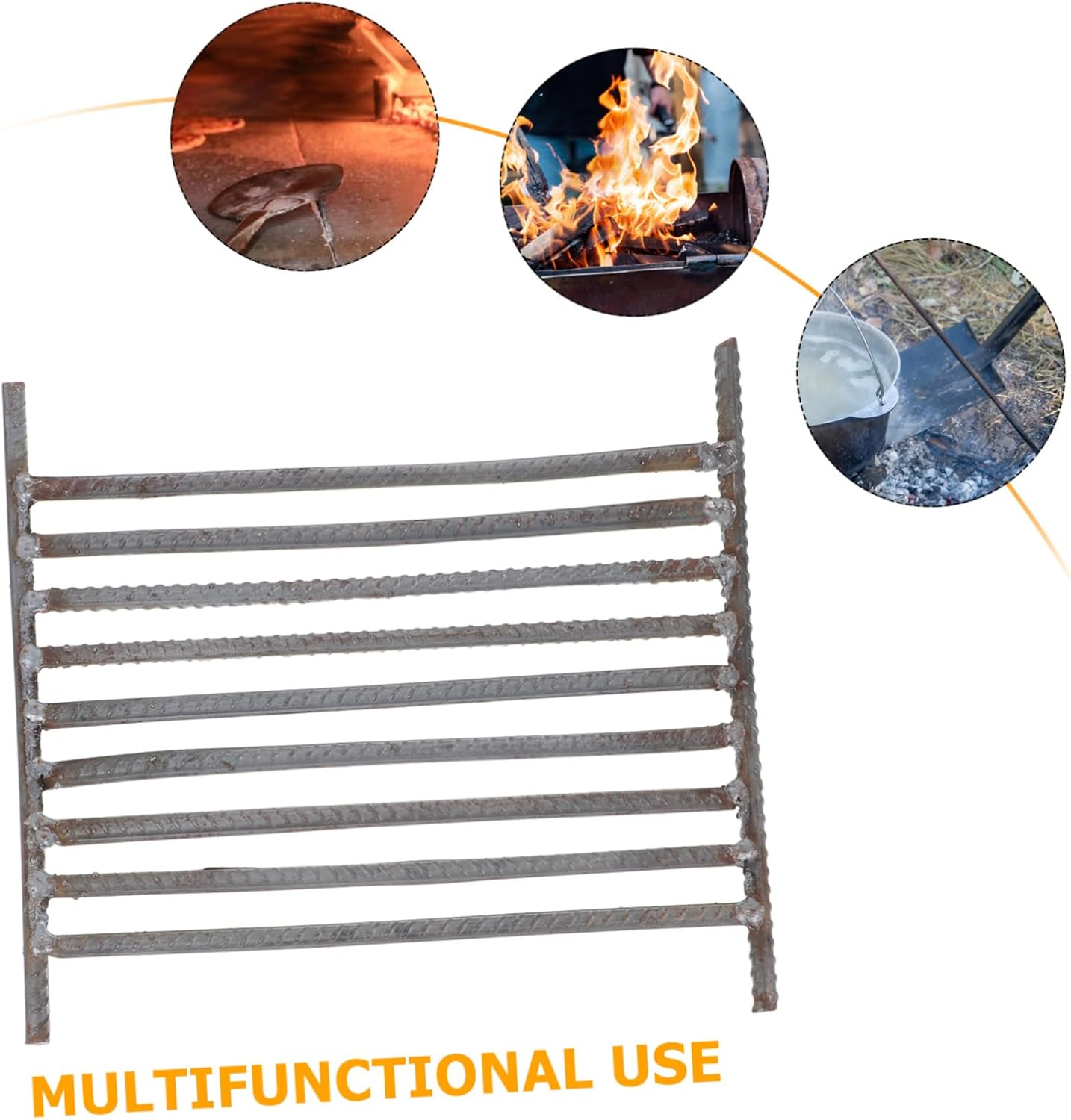 DECHOUS Heavy Duty Steel Fire Grate for Fireplace Fire Pit Grates Outdoor Cooking Non-Slip Surface Heat Resistant BBQ Accessories
