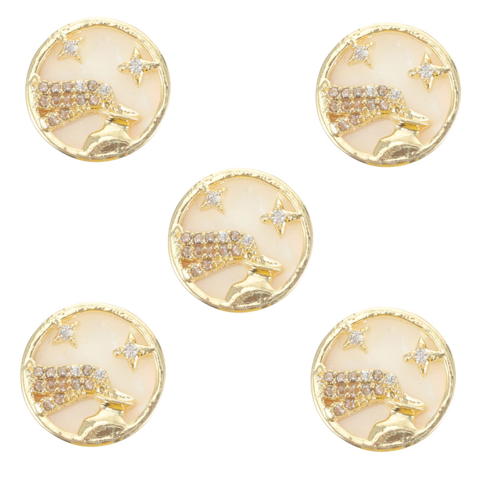 NOLITOY 5Pcs Nail Art Charms Zodiac Nail Studs Stickers with Rhinestones for Manicure Birthday Nail Art Lovers