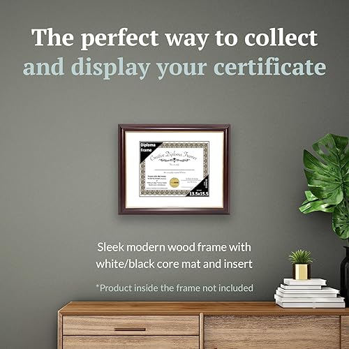 Vista 37 de Creative Picture Frames Marco de diploma de borde dorado caoba de 12 x 16 pulgadas con vidrio negro y colgadores de pared instalados, marco