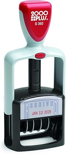 Cosco 2000 Plus (011034) Sello de dos colores, con carga de tinta automática, de 1 12 pulgadas, con impresión "Received" con fecha.