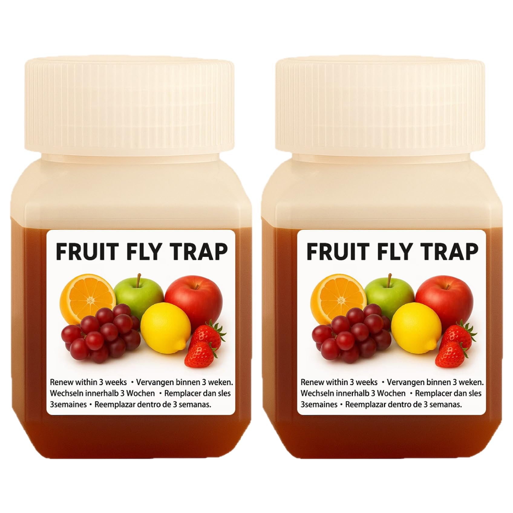 Fruit Fly Traps - 2 Pack Fly Trap with Long-Lasting Bait Effective Against Gnats and Drain Flies with Funnel for Indoor Home Use Fruit Traps