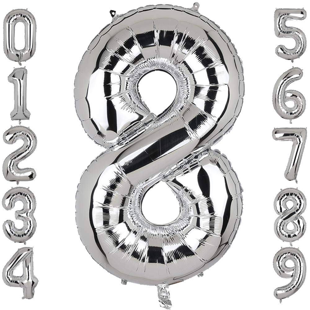 101,6 Cm Großer Silberner Zahlenballon – Mylar-Folienballon Für Geburtstag & Jubiläum