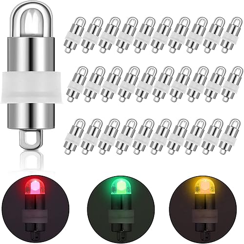 Mudder 30 luces LED de Navidad para globos, mini faroles de papel, funciona con pilas, impermeables, para bodas, graduaciones, fiestas,
