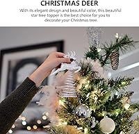 Vista 4 de VALICLUD 5.5-Inch Gold Glittered Christmas Tree Topper 3D Glitter Reindeer Silver Tree Topper for Christmas Tree Decorations Dorado