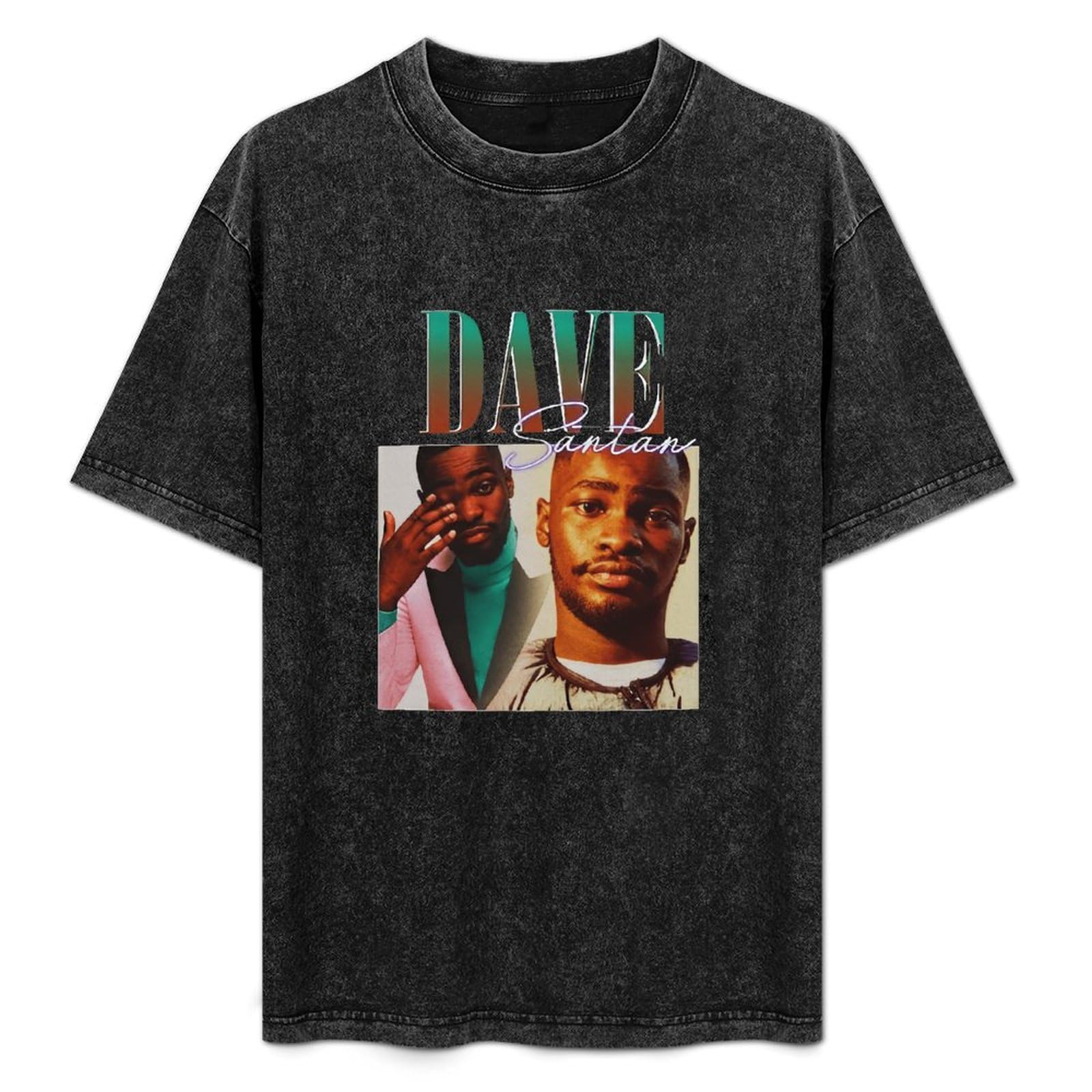 Dave Santan Summer Casual Tee Short Sleeve Crew Neck Cotton Tops Unisex Washed Vintage T-Shirt Black XXXL