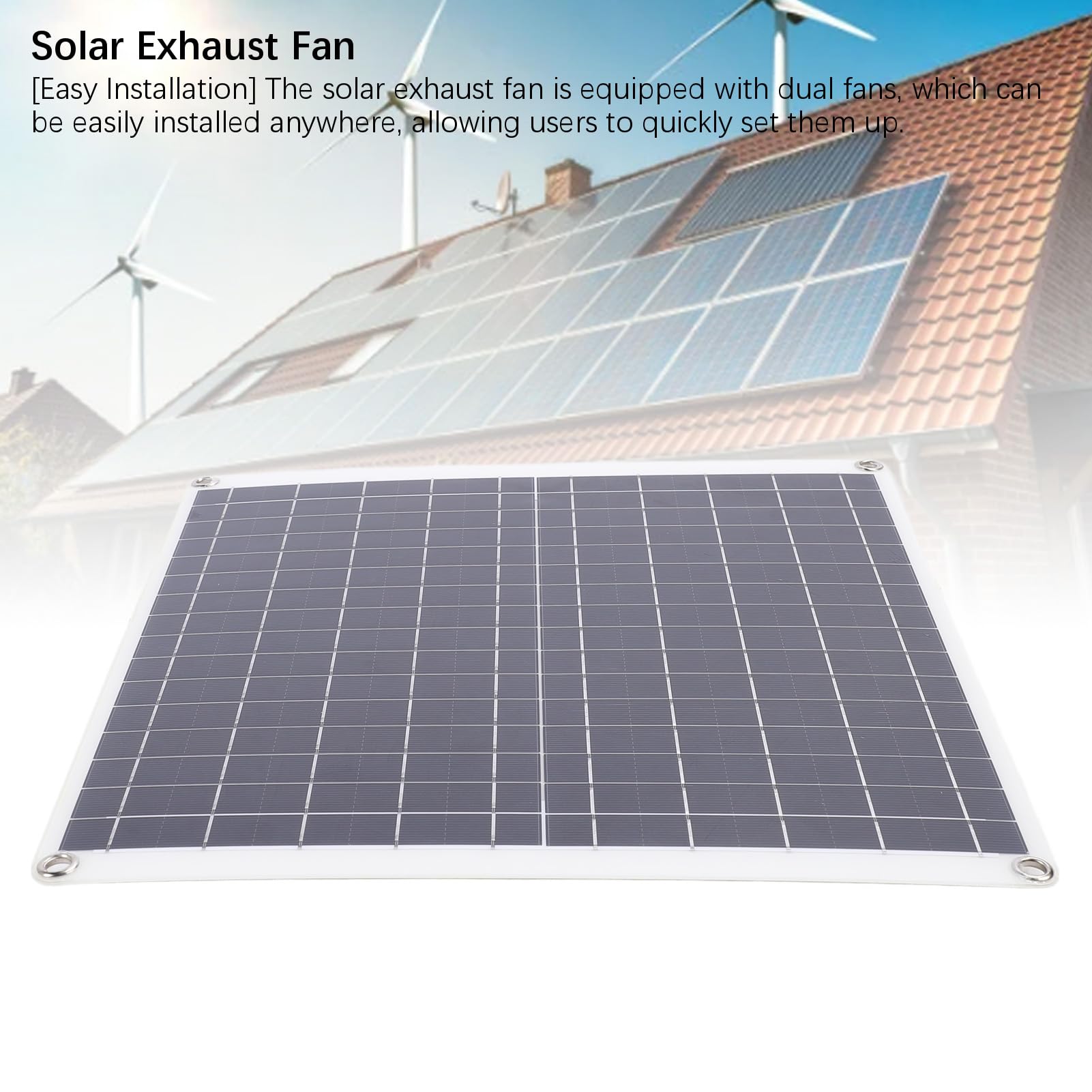 Zestaw wentylatorów wyciągowych do paneli słonecznych, 20 W, 18 V, monokrystaliczny silikon, podwójny wentylator cyrkulacyjny powietrza, zasilany energią słoneczną, wentylator wentylacyjny z wydajnym