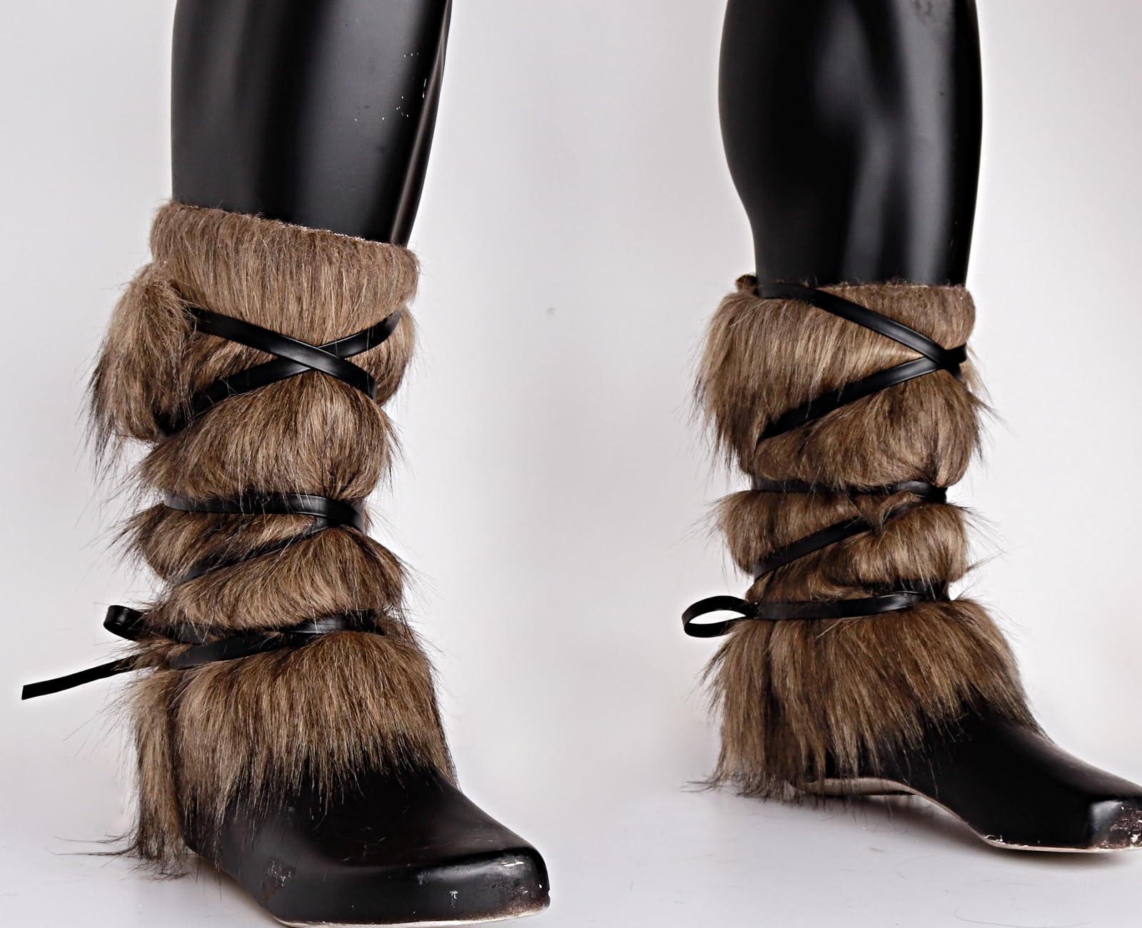 keland Guêtres Viking en Fausse Fourrure Jambiere Leg Warmers Accessoire Cosplay pour Femmes Hommes