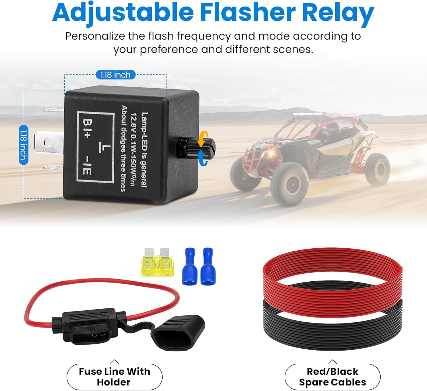 ATV UTV Turn Signal Kit, Universal Street Legal Turn Signal with Toggle Switch & 110DB Horn, 2 Ports USB Flasher Relay for Polaris, Can-Am, Kawasaki, Arctic Cat, Pioneer Golf Cart Dune Buggy