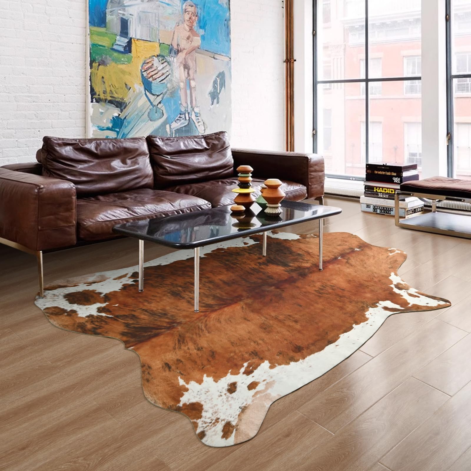 展示品】アクタス「カウハイド」 牛革パッチワークラグ 160×230cm 本革