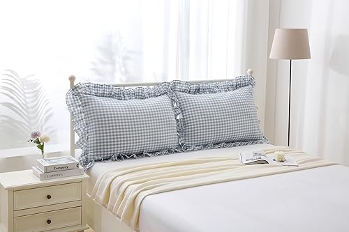 Vista 21 de Fundas de almohada cuadradas blancas con volantes, fundas de almohada europeas, 100% algodón, 18 x 18 pulgadas, 2 unidades Blanco 3