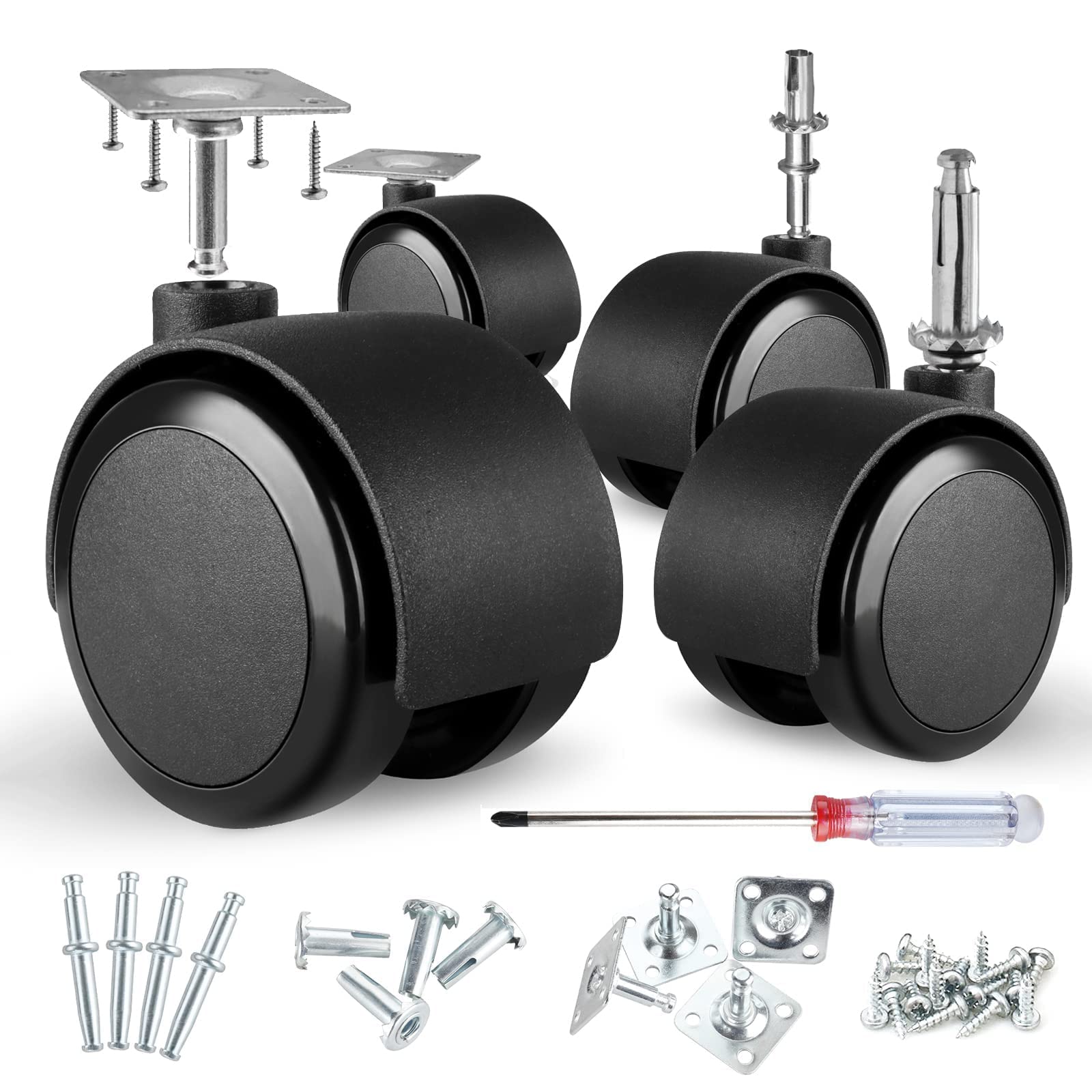 Apllamo 2 Inch Swivel Casters 5/16 Stem and Top Plate