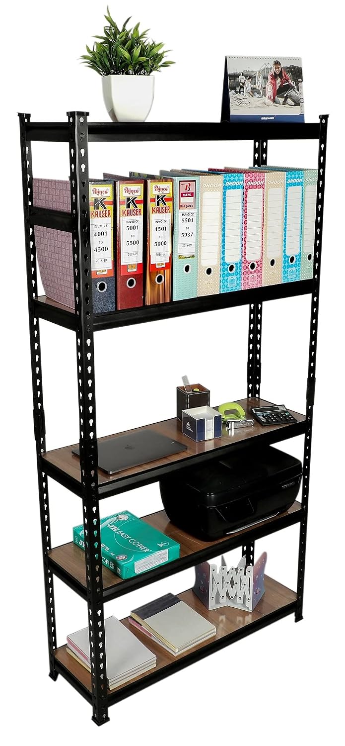 STAR WORK -Adjustable Shelves Bolt-Less (Laminate MDF Sheet) Storage Shelving Display Plant Flower, Stand Bookshelf for Home, Office, Kitchen [ 6"x3"x1" ] (5 Shelves) [ Support 1 BAR ]
