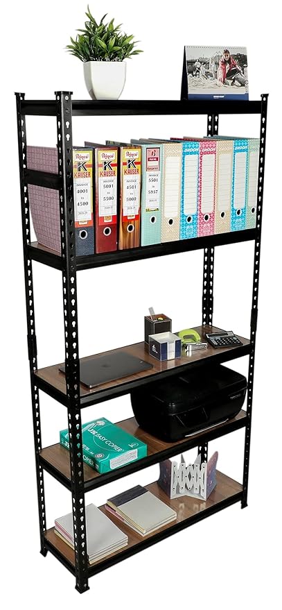 STAR WORK -Adjustable Shelves Bolt-Less (Laminate MDF Sheet) Storage Shelving Display Plant Flower, Stand Bookshelf for Home, Office, Kitchen 6"x3"x1" (5 Shelves) Support 1 BAR