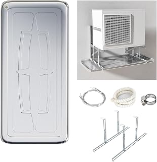 Air Conditioner Drip Pan - Stainless Steel Condensate Drain Pan with Drain Fitting Kit for Window AC and Mini Split Units by Drip Tray