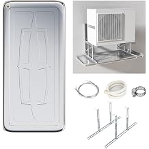 Stainless Steel Condensate Drain Pan, Air Conditioner Drip Pan, Drip Tray, Drain Fitting Kit for Window AC and Mini Split Units Color Bottom Outlet, Size 93x44cm/37x17in