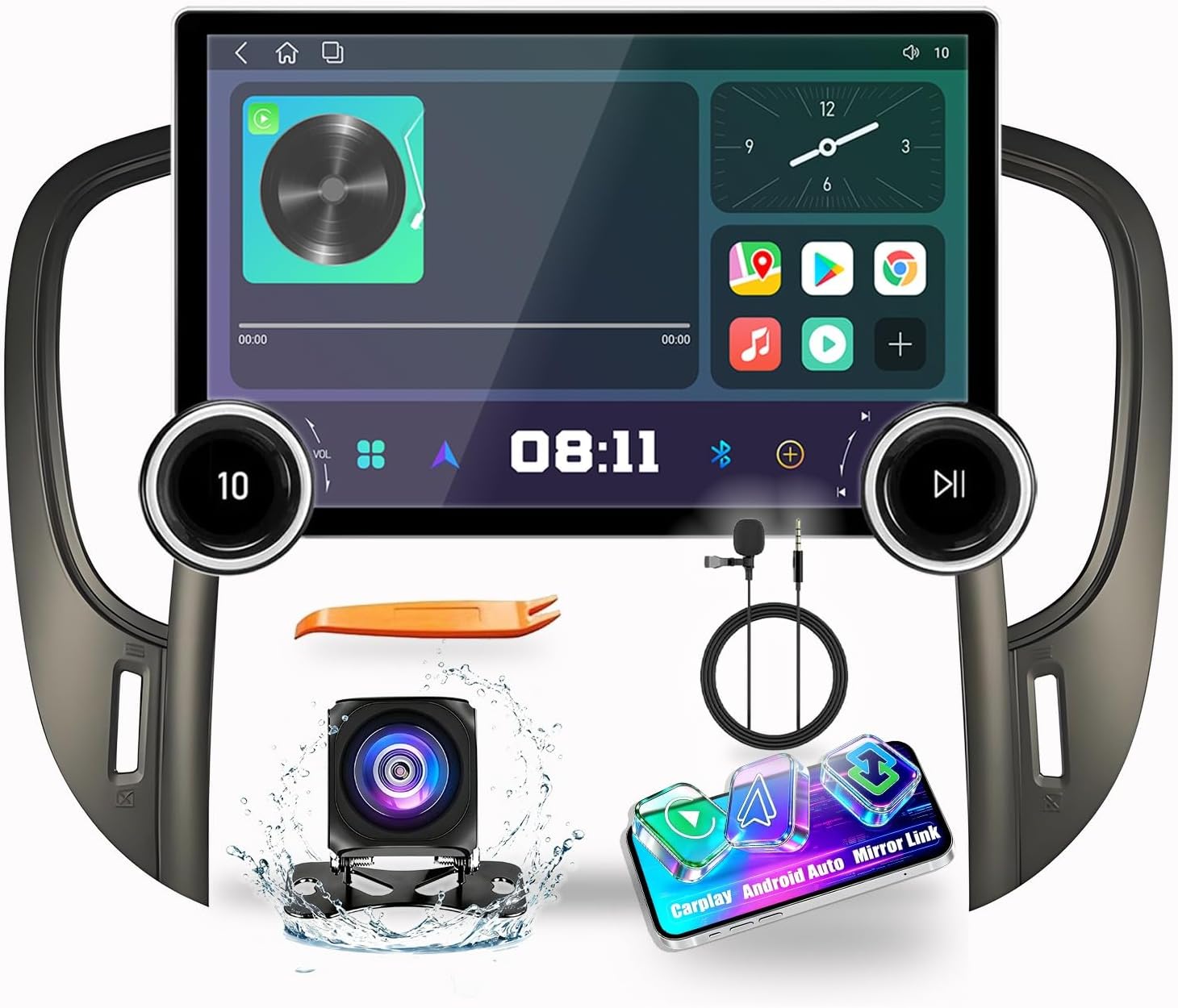 for Buick Lacrosse 2010-2013 Physical Display Knobs CarPlay/Android Auto Autoradio AM/FM Radio Car Navigation Stereo Player GPS 11.8" QLED Touch Screen BT WiFi 2 Din Headunit Tablet Octa Core 6G+128G