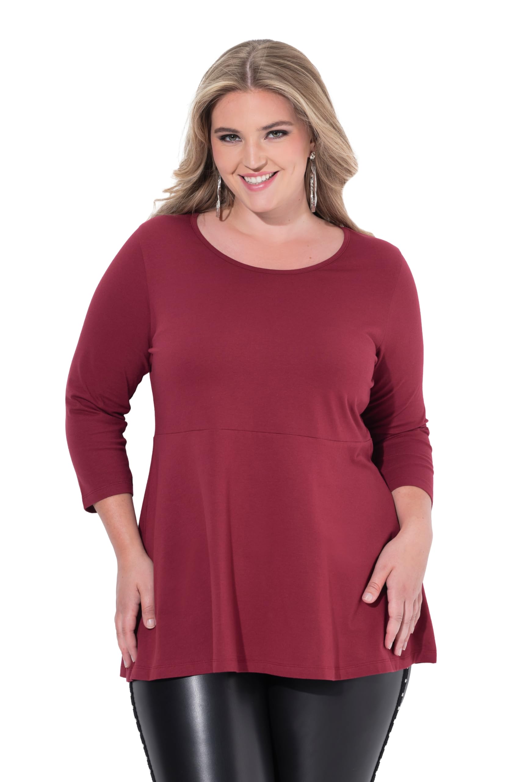 MIAMODA Damen große Größen Übergrößen Plus Size T-Shirt, Schößchen, 3/4-Ärmel 845326