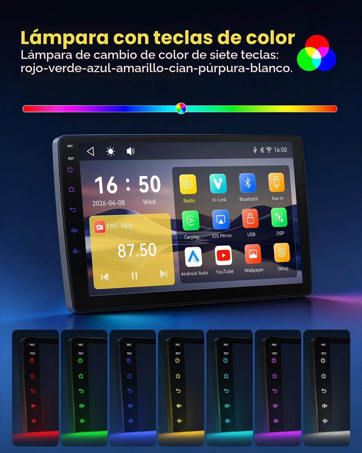 Radio de Coche para Toyota Yaris 2005-2011 | Pantalla IPS Táctil 9" | Apple CarPlay y Android Auto | Plug & Play | Bluetooth 5.1 | FM RDS | DSP | Controles al Volante | Cámara de Marcha Atrás