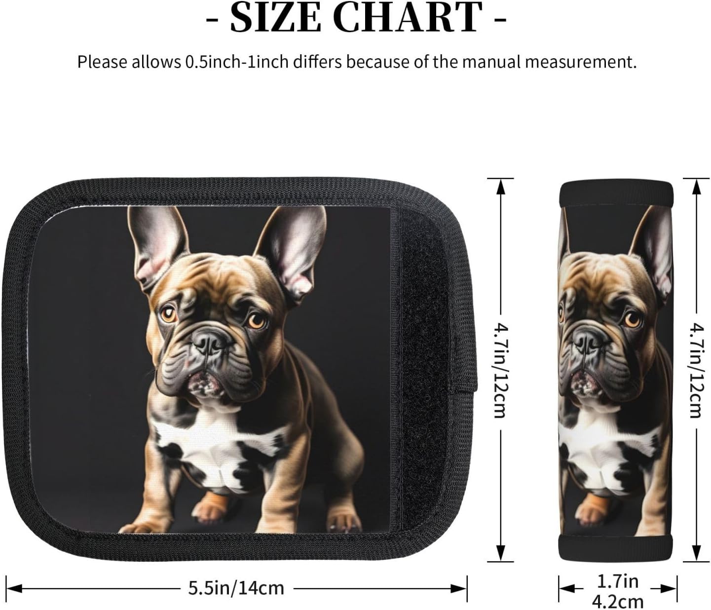 Long Ears French Bulldog Print 2 Pack Luggage Handle Wrap for Suitcase, Comfort Soft Handle Covers, Luggage Accessories