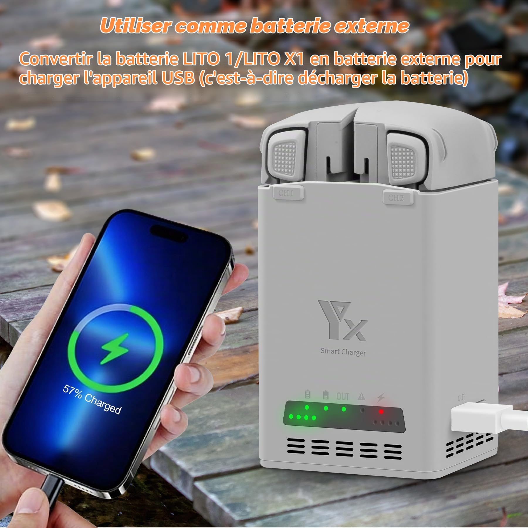 Chargeur de batterie bidirectionnel 65 W avec charge de stockage pour DJI Lito 1 X1